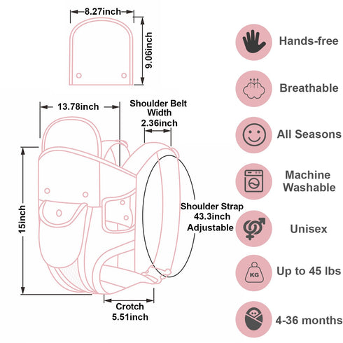 4-in-1 Backpack 7-45 Baby Carrier Newborn to Toddler, Infant Carrier Ergonomic Adjustable Holder Portable Convertible