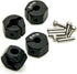 Aluminum 8mm Thickness 12mm Wheel Hex Drive Adaptors with Pins & Screws for 1/10 RC Crawler Car Black