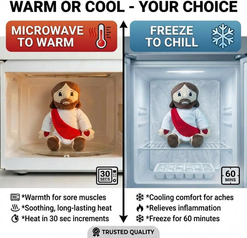 Cozy Jesus - Microwavable & Weighted Plush Stuffed Animal - Heated Plushie for Warmth - Cute, Soft, Toy for Adults