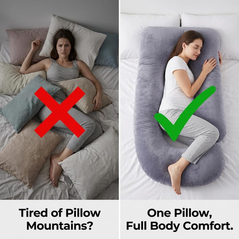 Eccn U-Shaped Full Body Pillow for Adults, Maternity Pregnancy Pillow with Washable Velvet Cover, Ergonomic Support