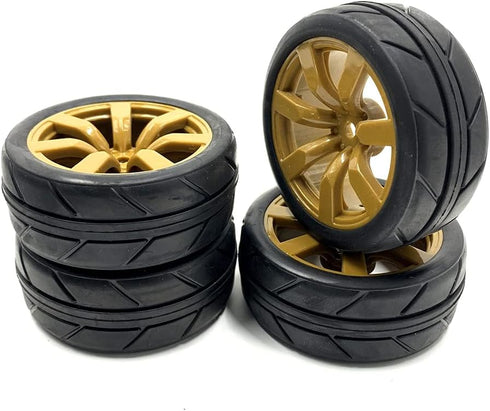 1/10 Scale OnRoad Rubber Tires & Wheels Rims Hex Hub 12mm (no glued) for RC Touring Car Tyre (4pcs/Set)