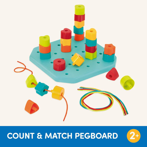Battat Toddler Peg Board, 31 Pcs Stacking Peg Board Set, Fine Motor Skills Therapy Toy for 2 Years +