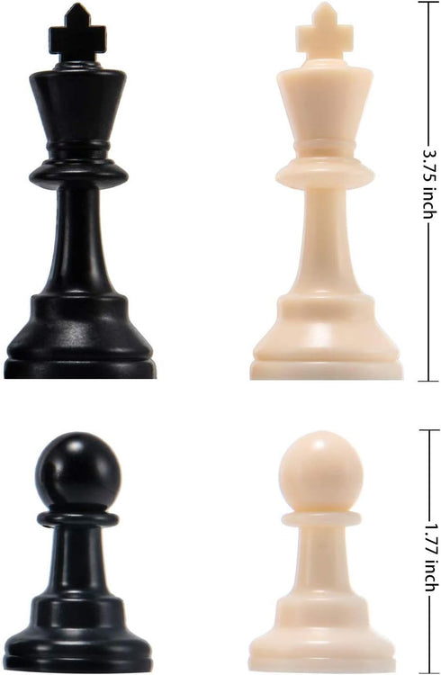 Amerous Chess Pieces, Chessmen with 3.75” King Height, Figurine Chess Pawns for Chess Board Game - Pieces Only