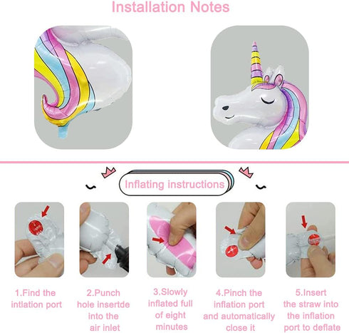 Unicorn Balloons Set - Unicorn Birthday Party Decorations for Girls, Foil Balloons for Wedding Baby Shower