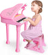 Love&Mini 31 Keys Pink Piano Keyboard Toys for Girls, with Microphone and Stool, Toddler Music Gifts for Ages 1-5