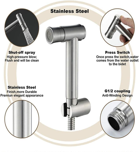 XKHLQLPEF Set, Handheld Bidet Sprayer Cloth Diaper Sprayer for Toilet Attachment, Pet Dog Bath, Bathroom Cleaning