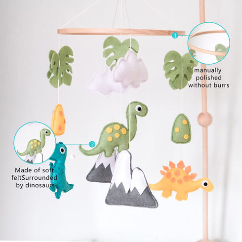 Pack Dinosaur Baby Crib Mobile, Dino Baby Mobile, Neutral Nursery Mobile Decoration for N Play, for Baby Boy & Girl