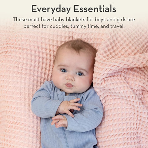 100% 40" 40" Cozy Bella Tunno Waffle Baby Blanket, Cotton, Soft, Breathable & Lightweight, x Swaddle Blanket