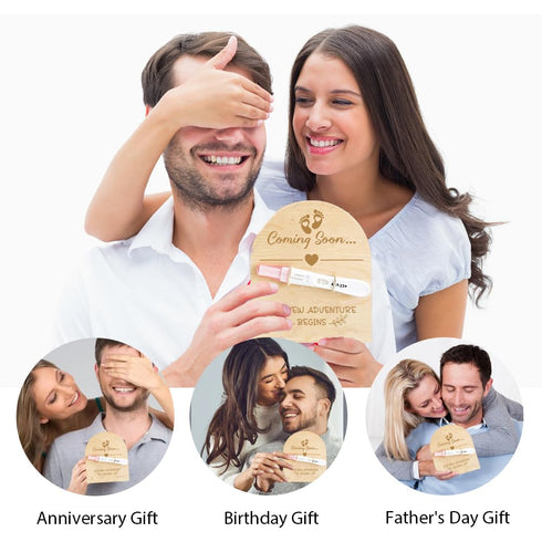 FREEBLOSS Wooden Pregnancy Announcement Sign Pregnancy Announcement for Dad Baby Reveal Ideas for Husband Hi Daddy
