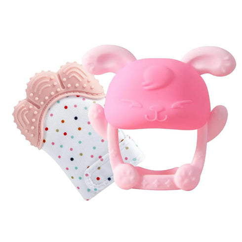 PandaEar Baby Teether and Mitten, 2 Pack Chew Toys for Sucking Needs, Pain Relief for Babies 0-12 Months