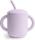 mushie 100% Silicone Training Cup & Straw for Toddlers, Soft Lilac, Suitable for 6 Months+