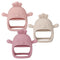 Socub 3 Pack Silicone Baby Teether Toys, BPA Free Anti-Drop Mitten Teething Toy for Soothing Sore Gums, Rose Pink, Dark