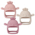 Socub 3 Pack Silicone Baby Teether Toys, BPA Free Anti-Drop Mitten Teething Toy for Soothing Sore Gums, Rose Pink, Dark