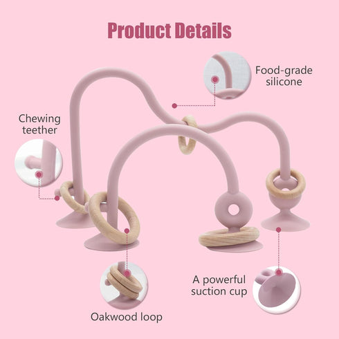 High Chair Toys with Suction Cups - Food Grade Silicone Teething Toy for Kids 6-18 Months, Perfect for Travel