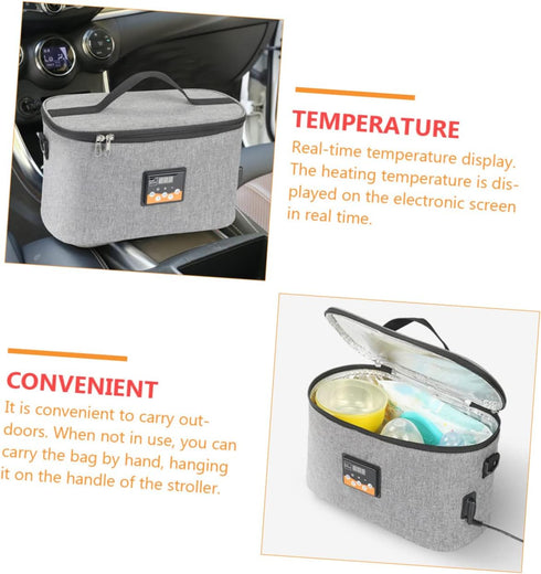 Happyyami Electric Bottle Warmer Tote Bag Portable Bento Heating Bag for Car Real Temperature Display for Travel
