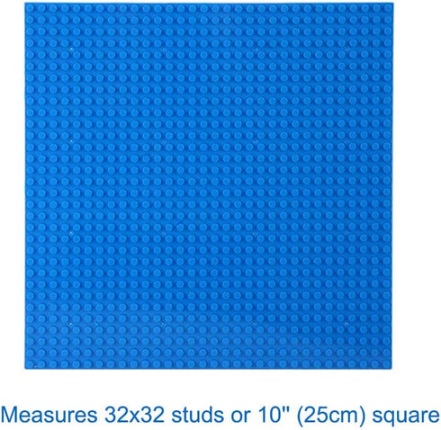 LVHERO Classic Baseplates for Building Bricks, 10" x 10", Pack of 16 (Blue)