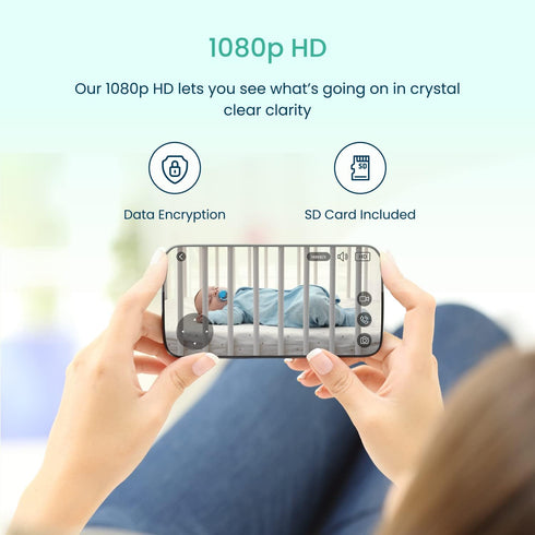 Babysense 1080p See Smart WiFi Baby Monitor, Camera, HD Night Vision, Detect & Track Motion, Capture & Record - SD Card