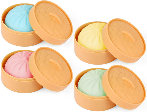 4 PCS Colorful Dumpling Stress Balls, Fidget Sensory Toy for Stress Relief, Squeeze Dough Ball Hand Toy
