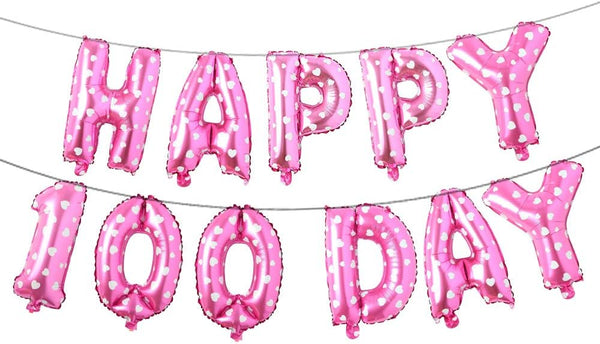 Alphabet Letters Foil Balloons Set, Happy 100 Day Banner, Baby Shower Birthday Decoration