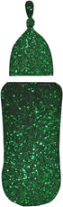 DDTKLSNV Set,Green Newborn Swaddle Blanket with Beanie Hat Sequin Sparkle Newborn Receiving Blankets Baby Swaddle Wrap