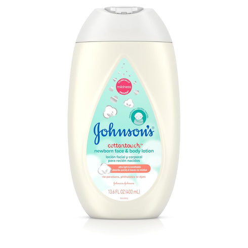 Johnson's Baby CottonTouch Newborn Lotion, 13.6 fl. oz - Hypoallergenic Moisturization with Real Cotton