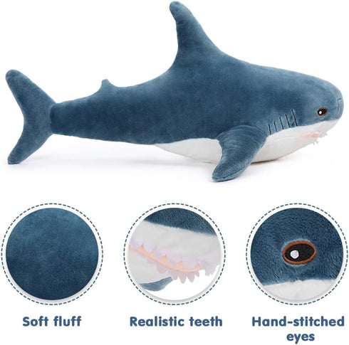 MorisMos 40 Inch Giant Shark Stuffed Animal Plush Toy, Soft Shark Hugging Pillow for Kids