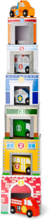 Melissa & Doug Nesting and Sorting Blocks - 6 Buildings, 6 Wooden Vehicles, FSC Certified