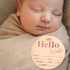 Hello World Newborn Announcement Sign - Custom Birth Stats Plaque for Photos