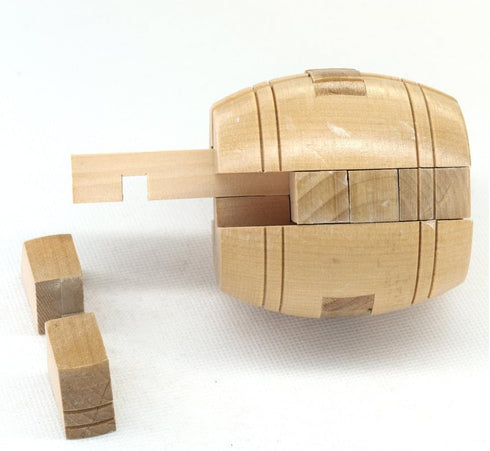Handmade Powder Barrel Interlocking Wooden Puzzle - Brain Teaser Lock Logic Puzzle for Kids and Adults SHUYUE