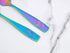 6 Piece Stainless Steel Kids Silverware Set, Child and Toddler Safe Flatware, Metal Kids Utensil Set (UV Rainbow)