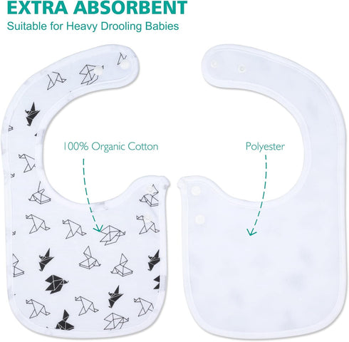 Baby Bibs Soft and Absorbent Organic Cotton Bandana Drool Bibs Set for Boys and Girls, Newborn 0-36 Months