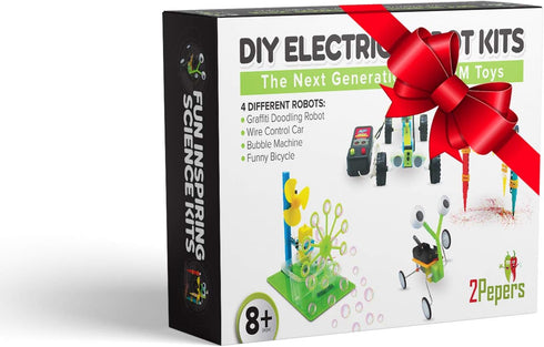 Electric Motor Robotic Science Kits for Kids (4-in-1) - DIY STEM Toys, Building Educational Robotics Kit for Boys and