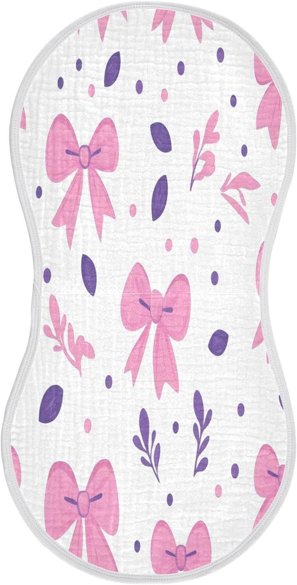 YETTASBIN Cute Bows Ribbons Muslin Baby Burp Cloth, Super Soft Absorbent Cotton Burp