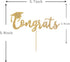 Gold Glitter Congrats Cake Topper, Graduation Party Decorations for 2022 High School/College/Senior