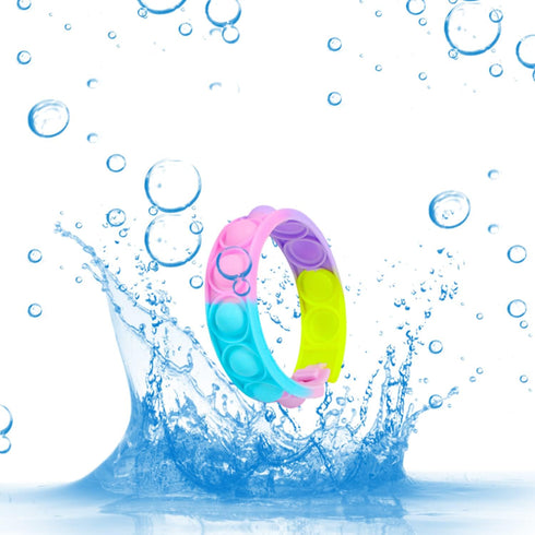 HENXING 60Pcs Pop Bracelet Bubble Fidget Toys, Hand Finger Press Multicolor Silicone Wristband Toy for Classroom