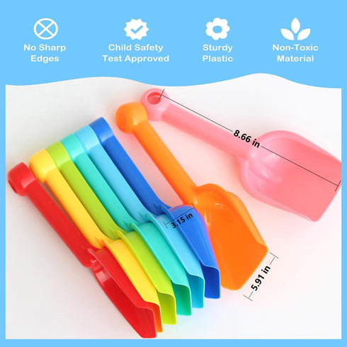 8 PackHeavy Beach Shovels for Kids Duty Plastic Sand Shovels Tools for ToddlersSpade Scoop Trowel Sand Toys for Kid