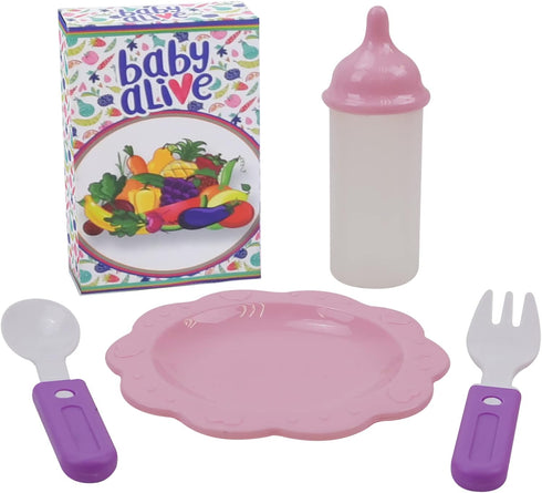 Baby Alive 509 Crew Doll High Chair Set - Pink & Rainbow - 6 Pieces, Fits Dolls Up to 24"