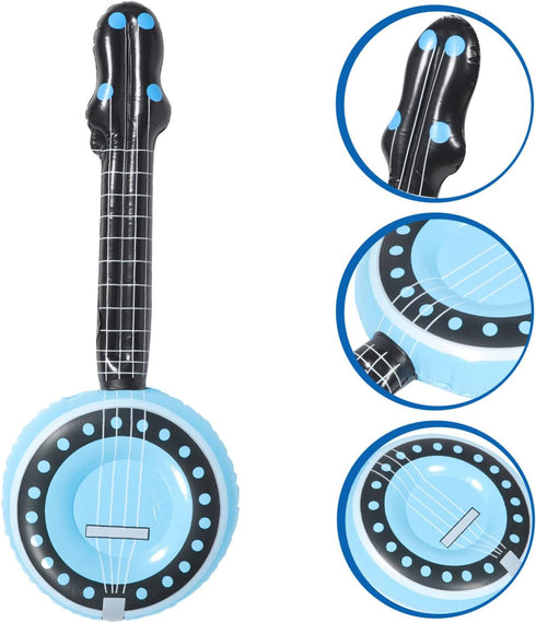 Inflatable Rock Star, 80s 90s Party Decorations, Blow Up Banjo Musical Instrument Props for Kids Party Supplies 3Pcs