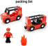DSHMIXIA Set Wooden Train Cars Track Accessories Rescue Fire Truck Small Vehicles Magnetic Train Cars Fit for Wooden