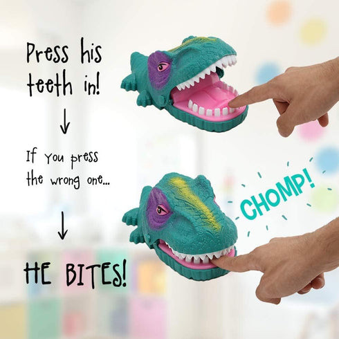 Snappy Dinosaur Dentist Classic Bite Finger Game - Funny Family Party Tabletop Game with LED Light
