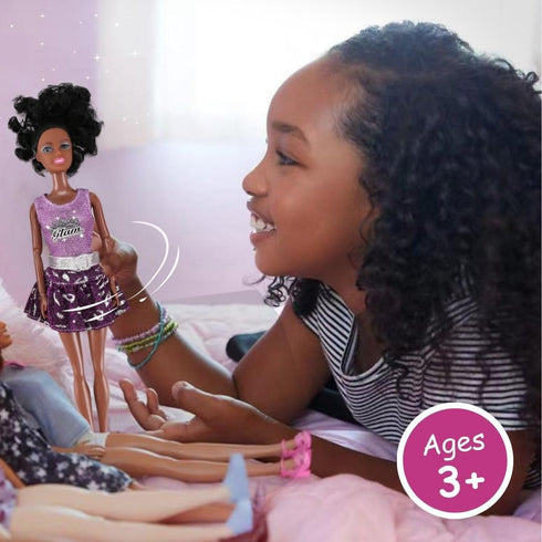 6 Set 11.5" Pack Liberty Imports of African American Black Toy Dolls - Premium Fashion Style Diversity Role Play Dolls