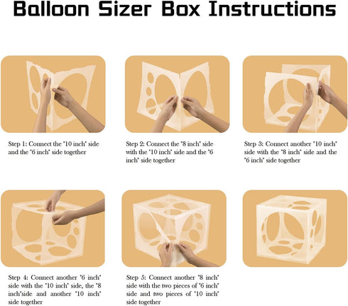 Auihiay 18 Holes Balloon Sizer Box Cube - 2-10 Inch Collapsible Plastic Measurement Tool for Garland, Arch, Column (For