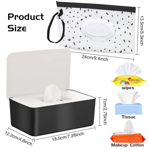 2 Pack Baby Wipe Dispenser, Portable Wet Wipe Pouch, Reusable & Refillable Reusable Travel Wet Wipe Pouch for Bathroom