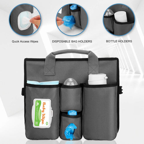 Collapsible Trunk Organizer & Diaper Changing Station, Baby Diaper Caddy Organizer with Movable Dividers, Easy-to-Reach