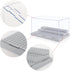 Mlikero 2 Pack Display Case for Minifigures - Clear Dustproof Acrylic Storage Box with 3 Movable Steps, Gray