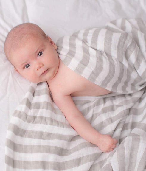 Set CuddleBug Baby Swaddle - Adjustable & Muslin Blankets (Spots & Stripes)