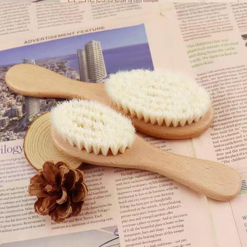 HUAYINGMEI Wooden Handle And Super Soft Goat Hair, Soft Baby Brush For Newborns And Toddlers