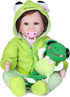 Reborn Baby Girl Boy Dolls Clothes - 4 pcs Sets for 22 Inch Dolls, Green Frog Outfit Accessories