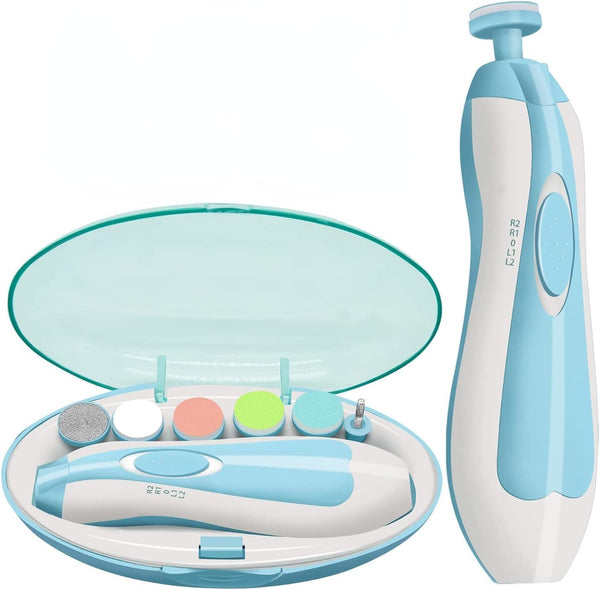 Electric Baby Nail File Trimmer Set for Newborns, Kids, and Adults with LED Light for Fingernails and Toes Care