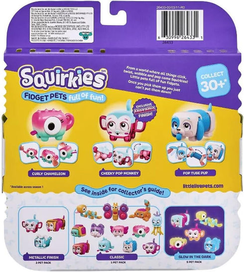 Little Live Pets - Squirkies 3 Pack: Metallic Cheeky Pop Monkey | Interactive Fidget Toys for Kids Ages 5+